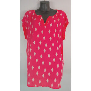 Paper Moon XXL Women's Short Sleeve Coral White V-neck Style PT9865-22